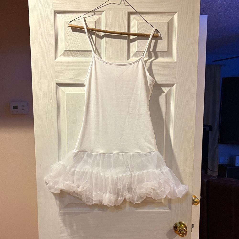 Chic White Ruffled Women's Slip Dress